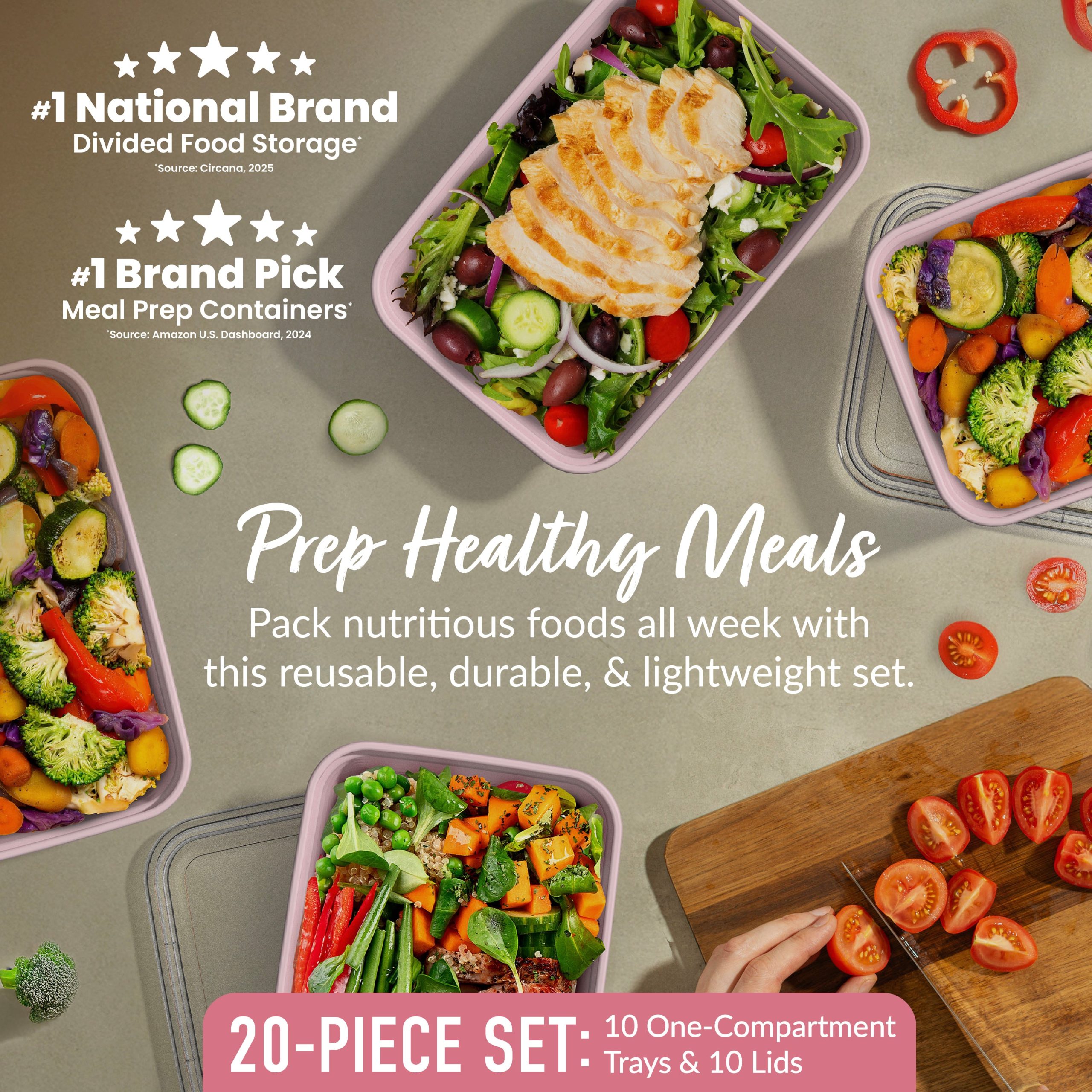 Bentgo Prep 1-Compartment Meal Prep Containers (20-Piece) - Image 2